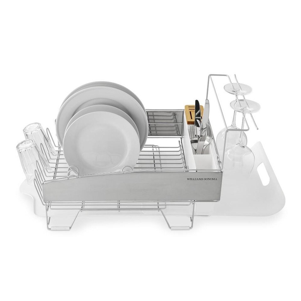 Williams Sonoma Dish Rack with Wine Glass Holder, White WilliamsSonoma AU